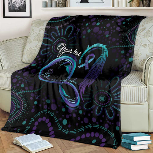 Personalized Australia Indigenous Infinity Heart Blanket Purple Teal Ribbon You Are Not Alone - Aussie Hoodie