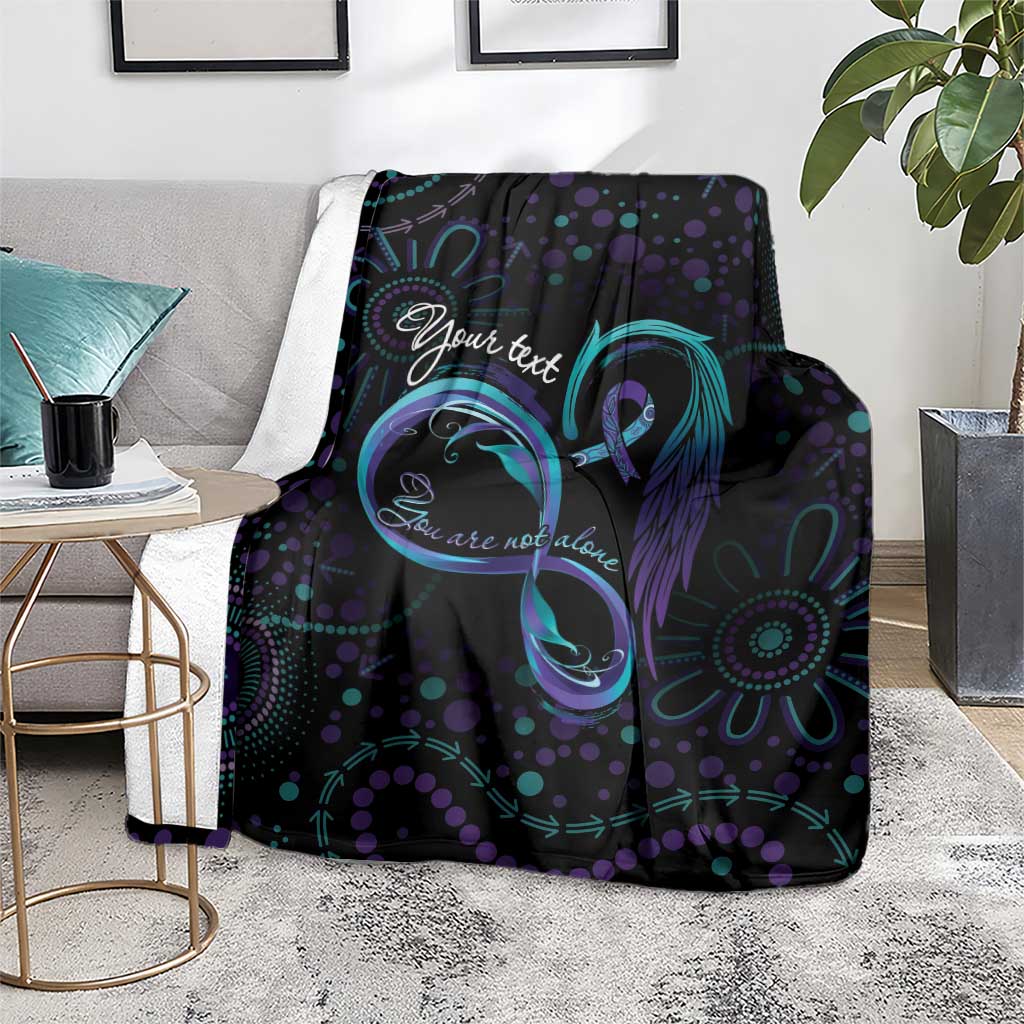 Personalized Australia Indigenous Infinity Heart Blanket Purple Teal Ribbon You Are Not Alone - Aussie Hoodie