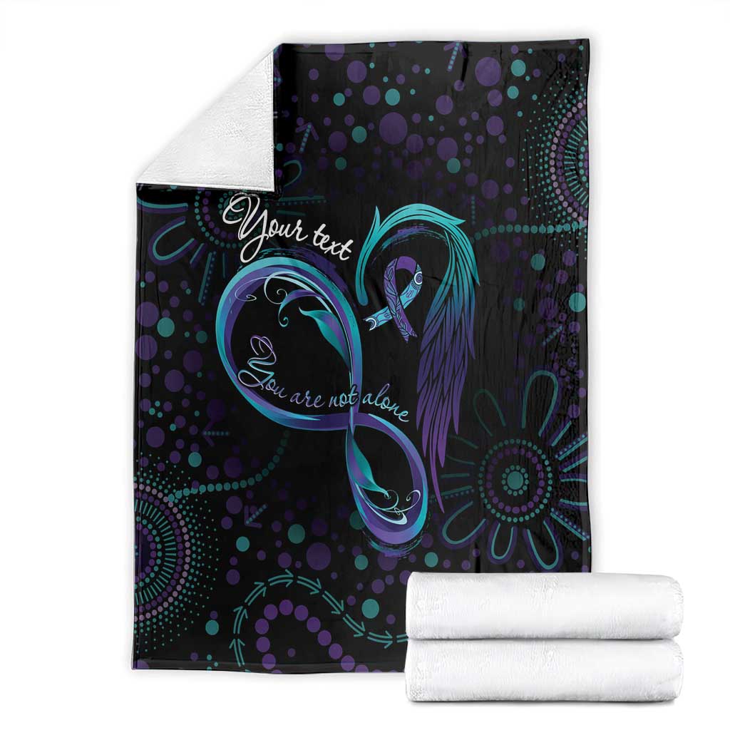Personalized Australia Indigenous Infinity Heart Blanket Purple Teal Ribbon You Are Not Alone - Aussie Hoodie