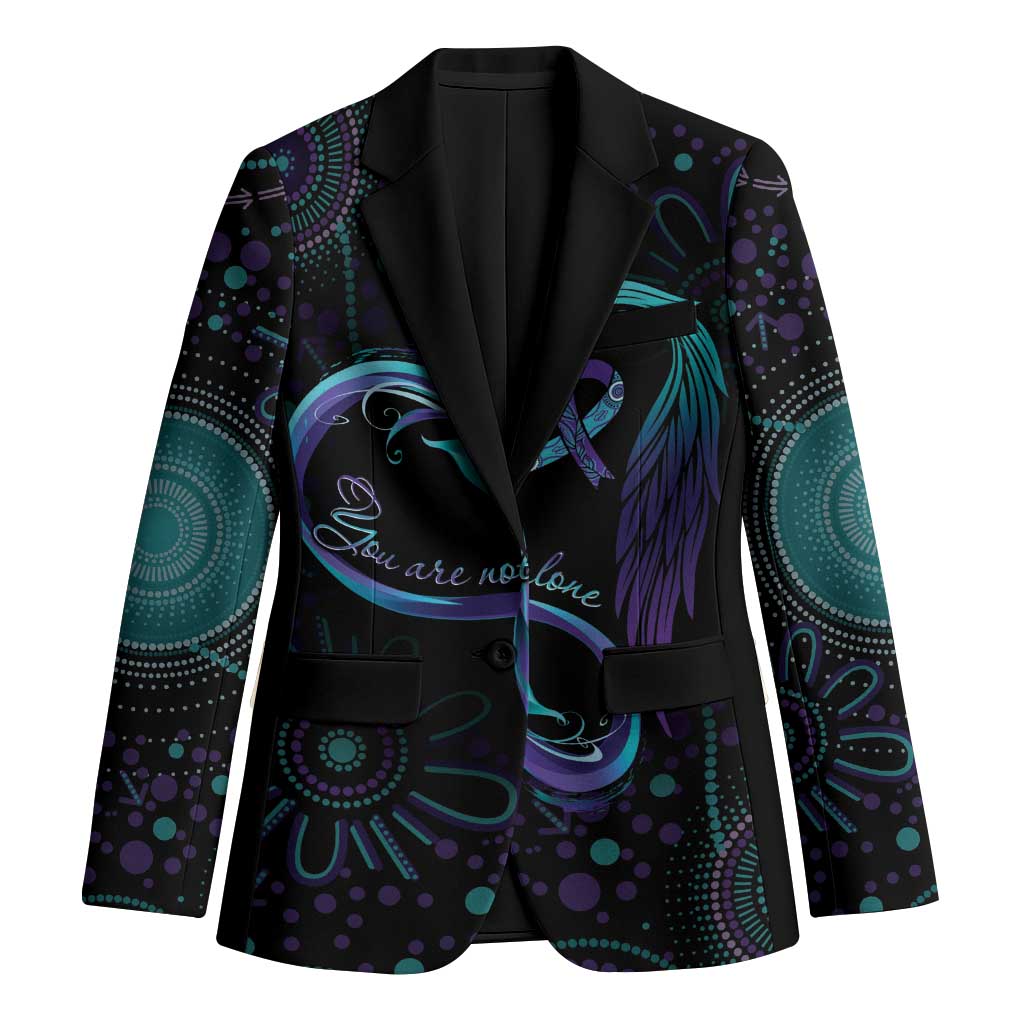 Personalized Australia Indigenous Infinity Heart Blazer Purple Teal Ribbon You Are Not Alone - Aussie Hoodie