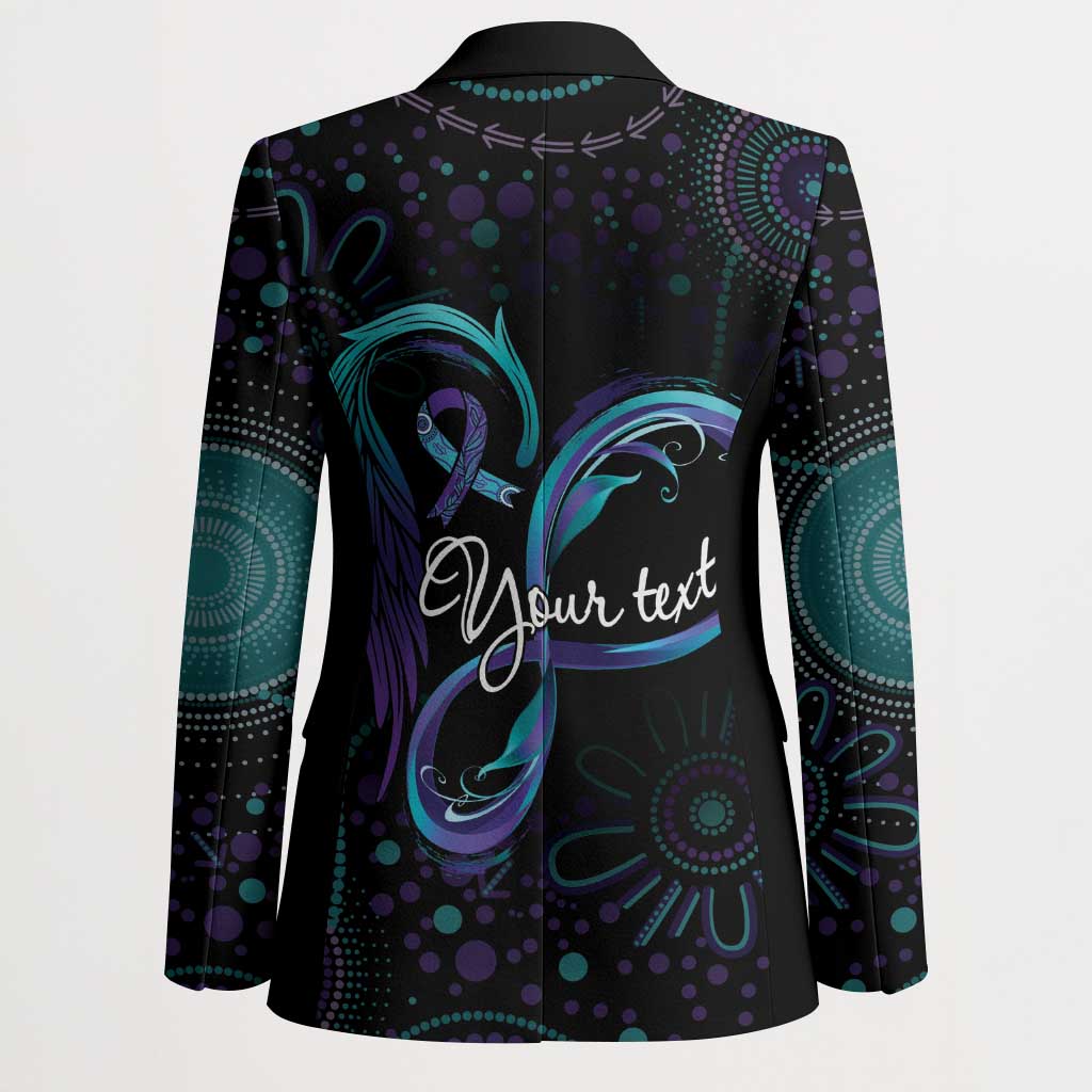 Personalized Australia Indigenous Infinity Heart Blazer Purple Teal Ribbon You Are Not Alone - Aussie Hoodie
