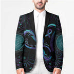 Personalized Australia Indigenous Infinity Heart Blazer Purple Teal Ribbon You Are Not Alone - Aussie Hoodie