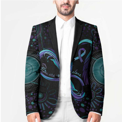 Personalized Australia Indigenous Infinity Heart Blazer Purple Teal Ribbon You Are Not Alone - Aussie Hoodie