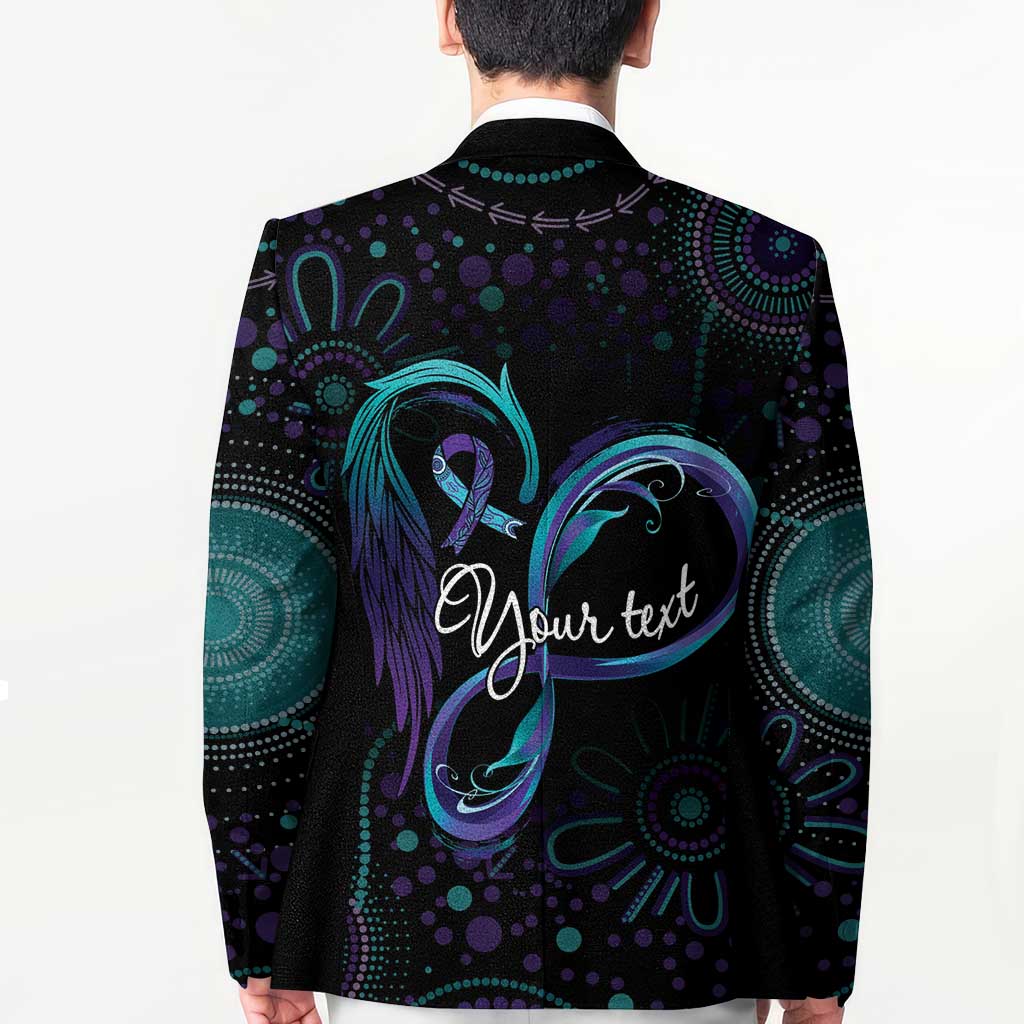 Personalized Australia Indigenous Infinity Heart Blazer Purple Teal Ribbon You Are Not Alone - Aussie Hoodie