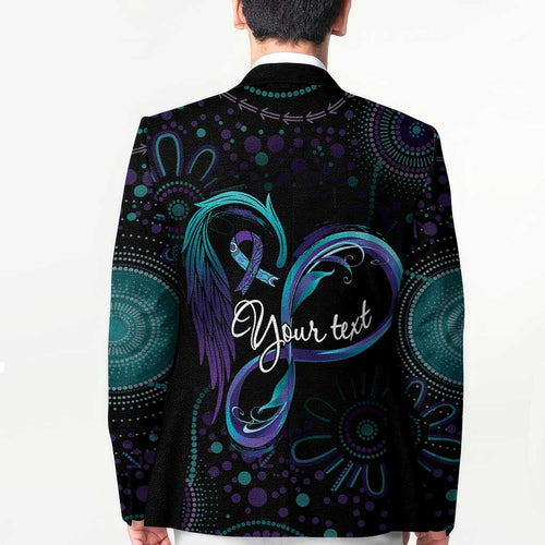 Personalized Australia Indigenous Infinity Heart Blazer Purple Teal Ribbon You Are Not Alone - Aussie Hoodie