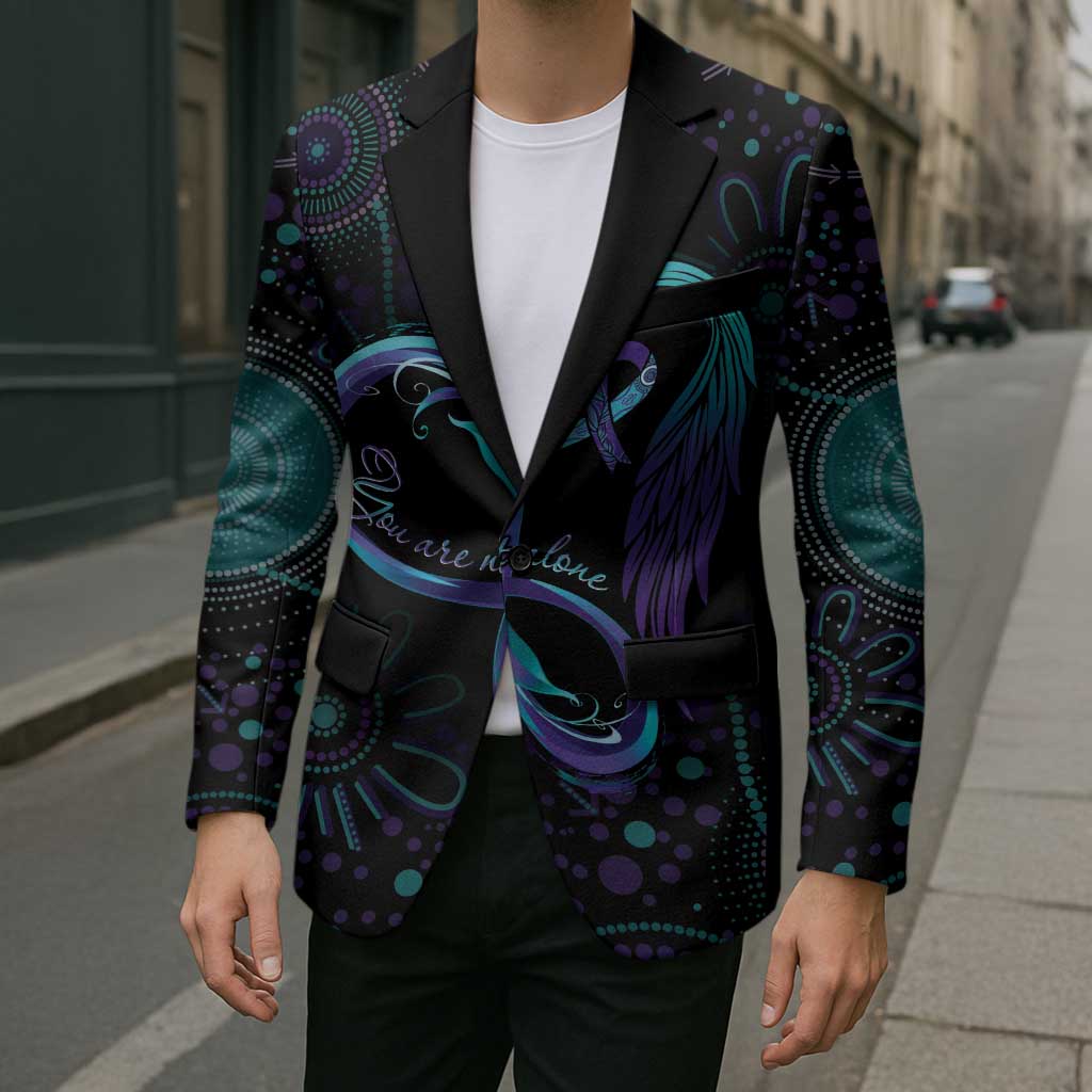 Personalized Australia Indigenous Infinity Heart Blazer Purple Teal Ribbon You Are Not Alone - Aussie Hoodie