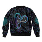 Personalized Australia Indigenous Infinity Heart Bomber Jacket Purple Teal Ribbon You Are Not Alone - Aussie Hoodie