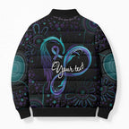 Personalized Australia Indigenous Infinity Heart Bomber Puffer Jacket Purple Teal Ribbon You Are Not Alone - Aussie Hoodie