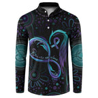 Personalized Australia Indigenous Infinity Heart Button Sweatshirt Purple Teal Ribbon You Are Not Alone - Aussie Hoodie