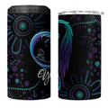 Personalized Australia Indigenous Infinity Heart 4 in 1 Can Cooler Tumbler Purple Teal Ribbon You Are Not Alone - Aussie Hoodie