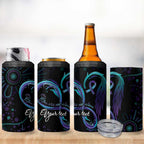 Personalized Australia Indigenous Infinity Heart 4 in 1 Can Cooler Tumbler Purple Teal Ribbon You Are Not Alone - Aussie Hoodie