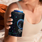 Personalized Australia Indigenous Infinity Heart 4 in 1 Can Cooler Tumbler Purple Teal Ribbon You Are Not Alone - Aussie Hoodie
