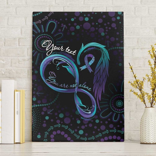 Personalized Australia Indigenous Infinity Heart Canvas Wall Art Purple Teal Ribbon You Are Not Alone - Aussie Hoodie