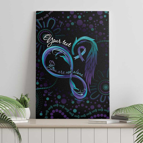 Personalized Australia Indigenous Infinity Heart Canvas Wall Art Purple Teal Ribbon You Are Not Alone - Aussie Hoodie