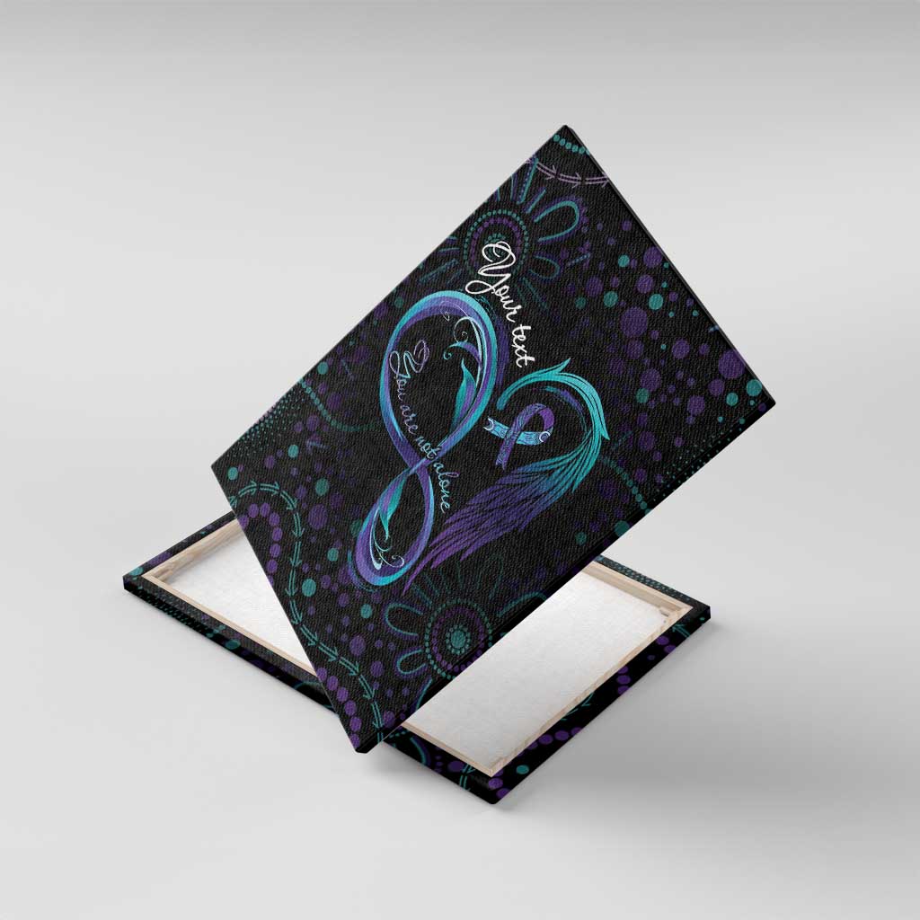 Personalized Australia Indigenous Infinity Heart Canvas Wall Art Purple Teal Ribbon You Are Not Alone - Aussie Hoodie