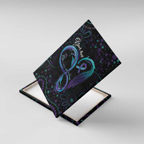 Personalized Australia Indigenous Infinity Heart Canvas Wall Art Purple Teal Ribbon You Are Not Alone - Aussie Hoodie