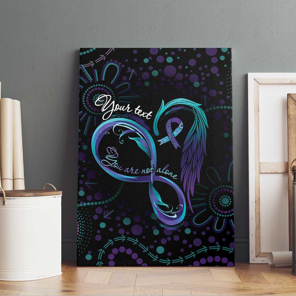 Personalized Australia Indigenous Infinity Heart Canvas Wall Art Purple Teal Ribbon You Are Not Alone - Aussie Hoodie
