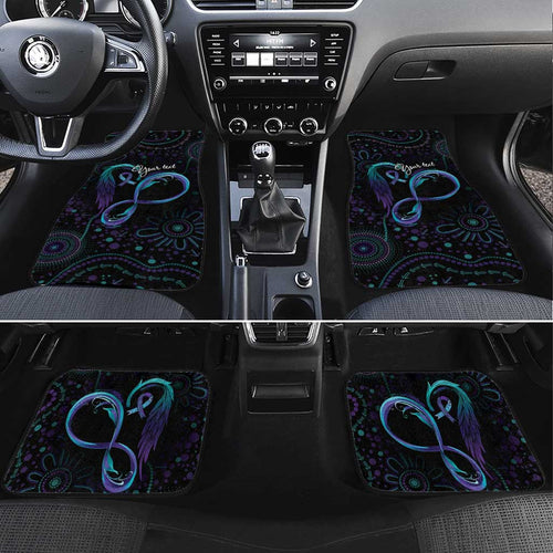 Personalized Australia Indigenous Infinity Heart Car Mats Purple Teal Ribbon You Are Not Alone - Aussie Hoodie