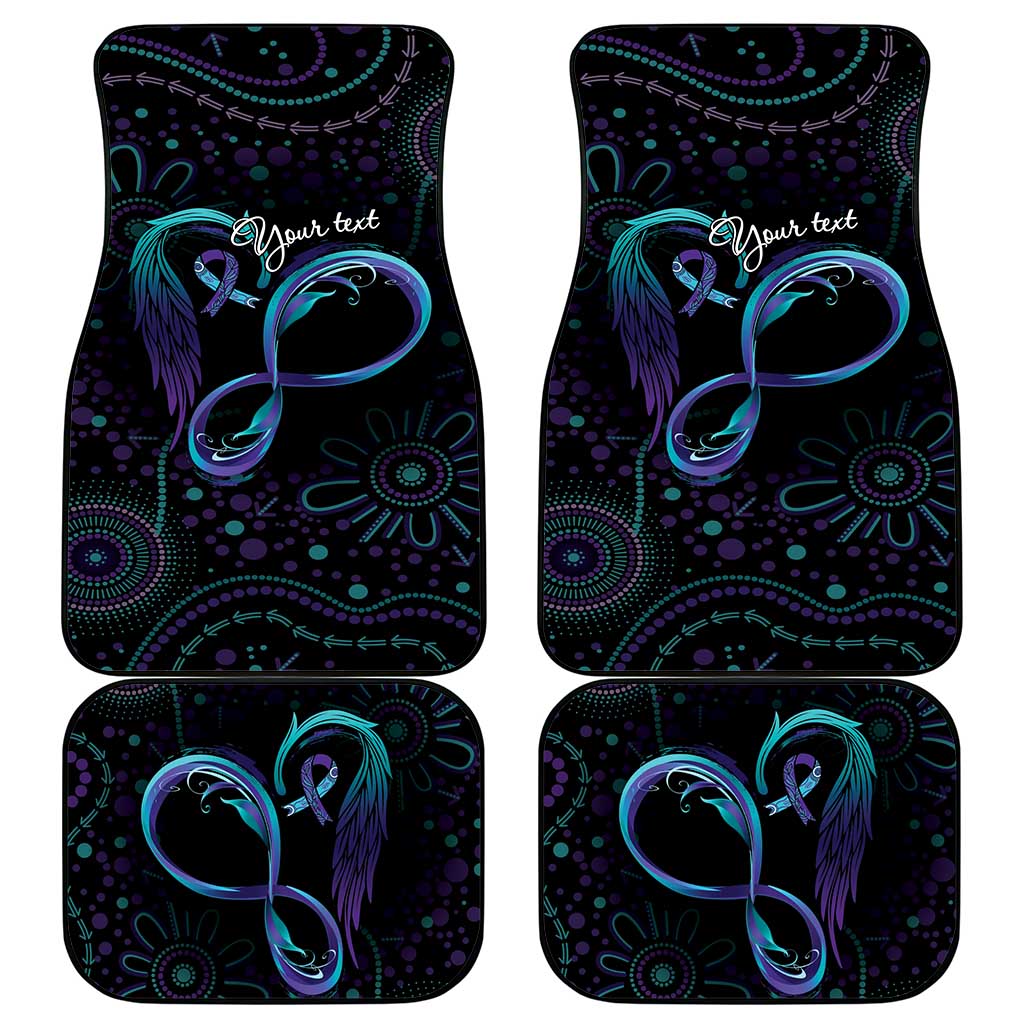Personalized Australia Indigenous Infinity Heart Car Mats Purple Teal Ribbon You Are Not Alone - Aussie Hoodie