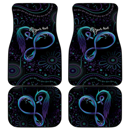 Personalized Australia Indigenous Infinity Heart Car Mats Purple Teal Ribbon You Are Not Alone - Aussie Hoodie