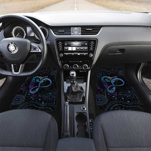 Personalized Australia Indigenous Infinity Heart Car Mats Purple Teal Ribbon You Are Not Alone - Aussie Hoodie