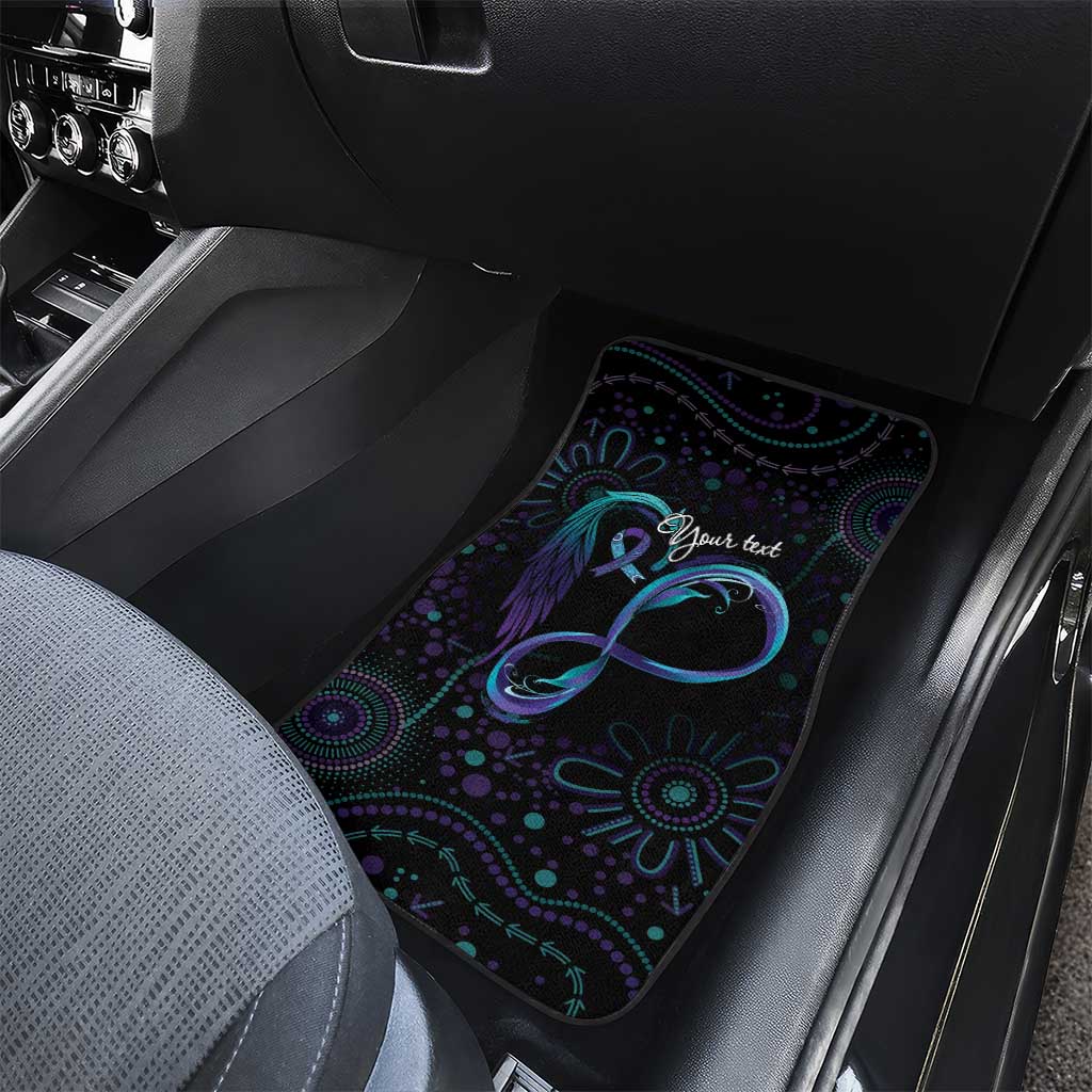 Personalized Australia Indigenous Infinity Heart Car Mats Purple Teal Ribbon You Are Not Alone - Aussie Hoodie