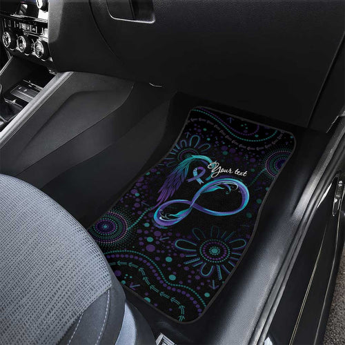 Personalized Australia Indigenous Infinity Heart Car Mats Purple Teal Ribbon You Are Not Alone - Aussie Hoodie