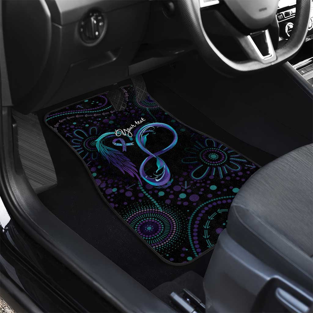 Personalized Australia Indigenous Infinity Heart Car Mats Purple Teal Ribbon You Are Not Alone - Aussie Hoodie