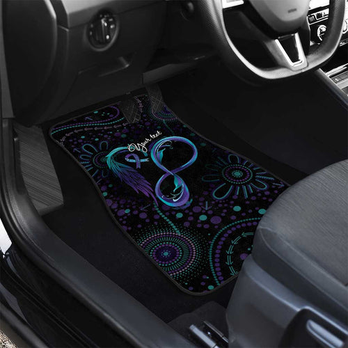 Personalized Australia Indigenous Infinity Heart Car Mats Purple Teal Ribbon You Are Not Alone - Aussie Hoodie