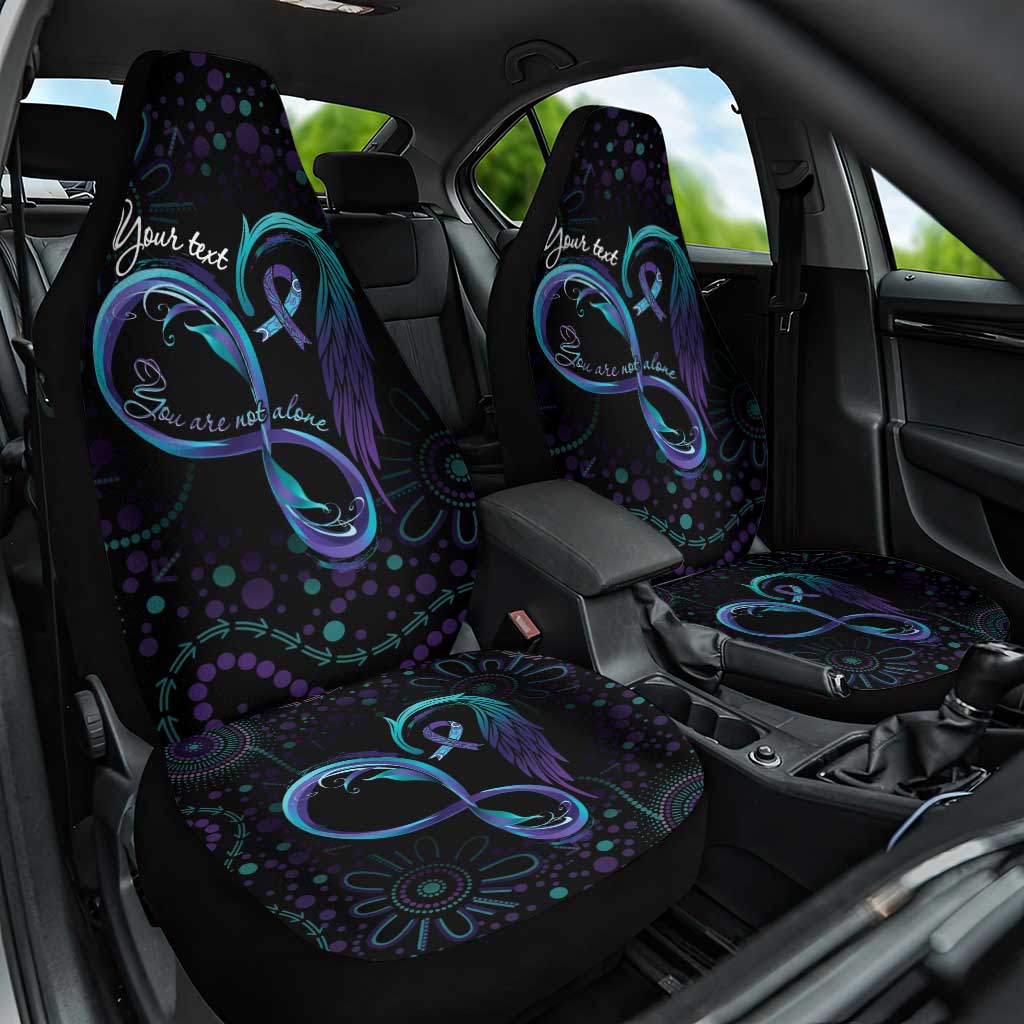 Personalized Australia Indigenous Infinity Heart Car Seat Cover Purple Teal Ribbon You Are Not Alone - Aussie Hoodie