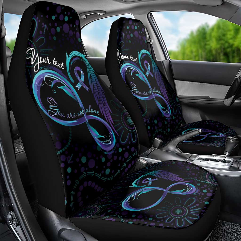 Personalized Australia Indigenous Infinity Heart Car Seat Cover Purple Teal Ribbon You Are Not Alone - Aussie Hoodie