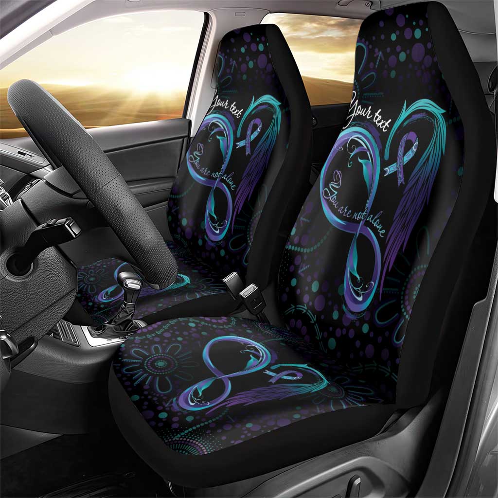 Personalized Australia Indigenous Infinity Heart Car Seat Cover Purple Teal Ribbon You Are Not Alone - Aussie Hoodie
