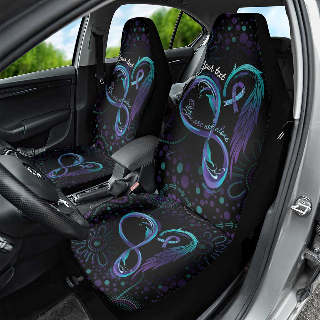 Personalized Australia Indigenous Infinity Heart Car Seat Cover Purple Teal Ribbon You Are Not Alone - Aussie Hoodie