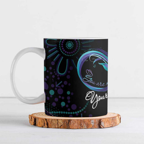 Australia Indigenous Infinity Heart Ceramic Mug Purple Teal Ribbon You Are Not Alone - Aussie Hoodie
