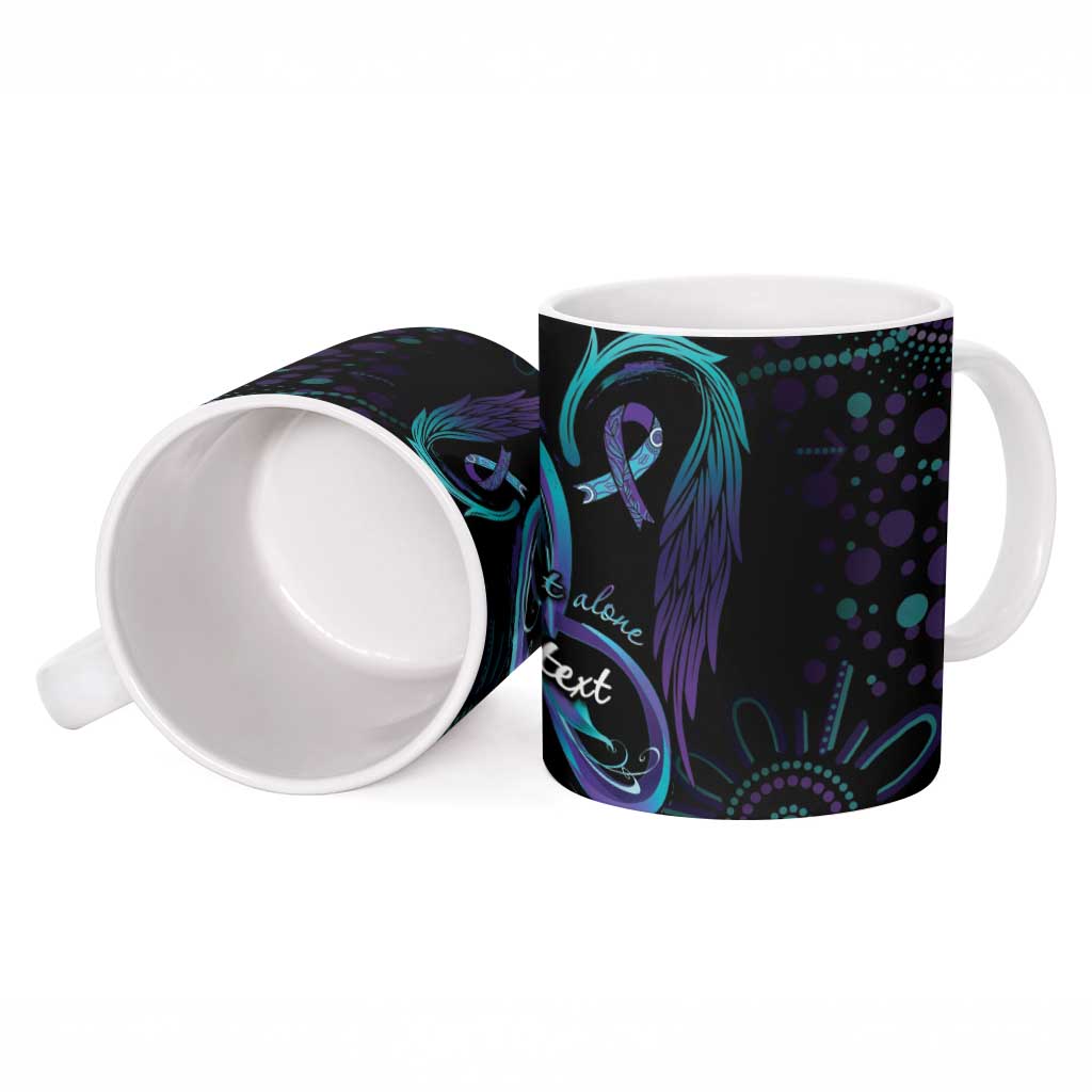 Australia Indigenous Infinity Heart Ceramic Mug Purple Teal Ribbon You Are Not Alone - Aussie Hoodie