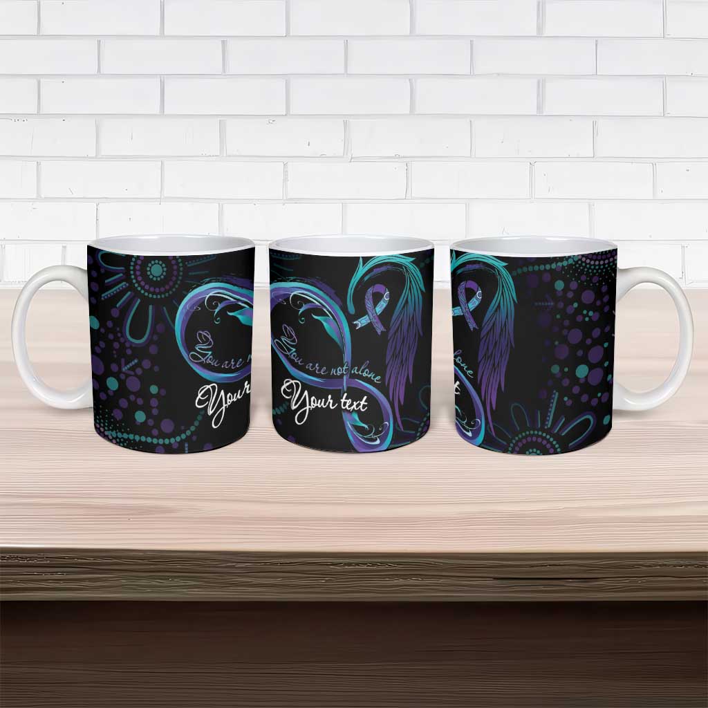 Australia Indigenous Infinity Heart Ceramic Mug Purple Teal Ribbon You Are Not Alone - Aussie Hoodie