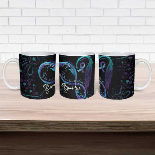 Australia Indigenous Infinity Heart Ceramic Mug Purple Teal Ribbon You Are Not Alone - Aussie Hoodie