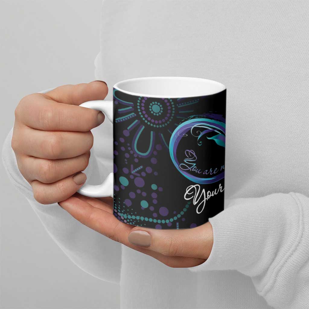 Australia Indigenous Infinity Heart Ceramic Mug Purple Teal Ribbon You Are Not Alone - Aussie Hoodie