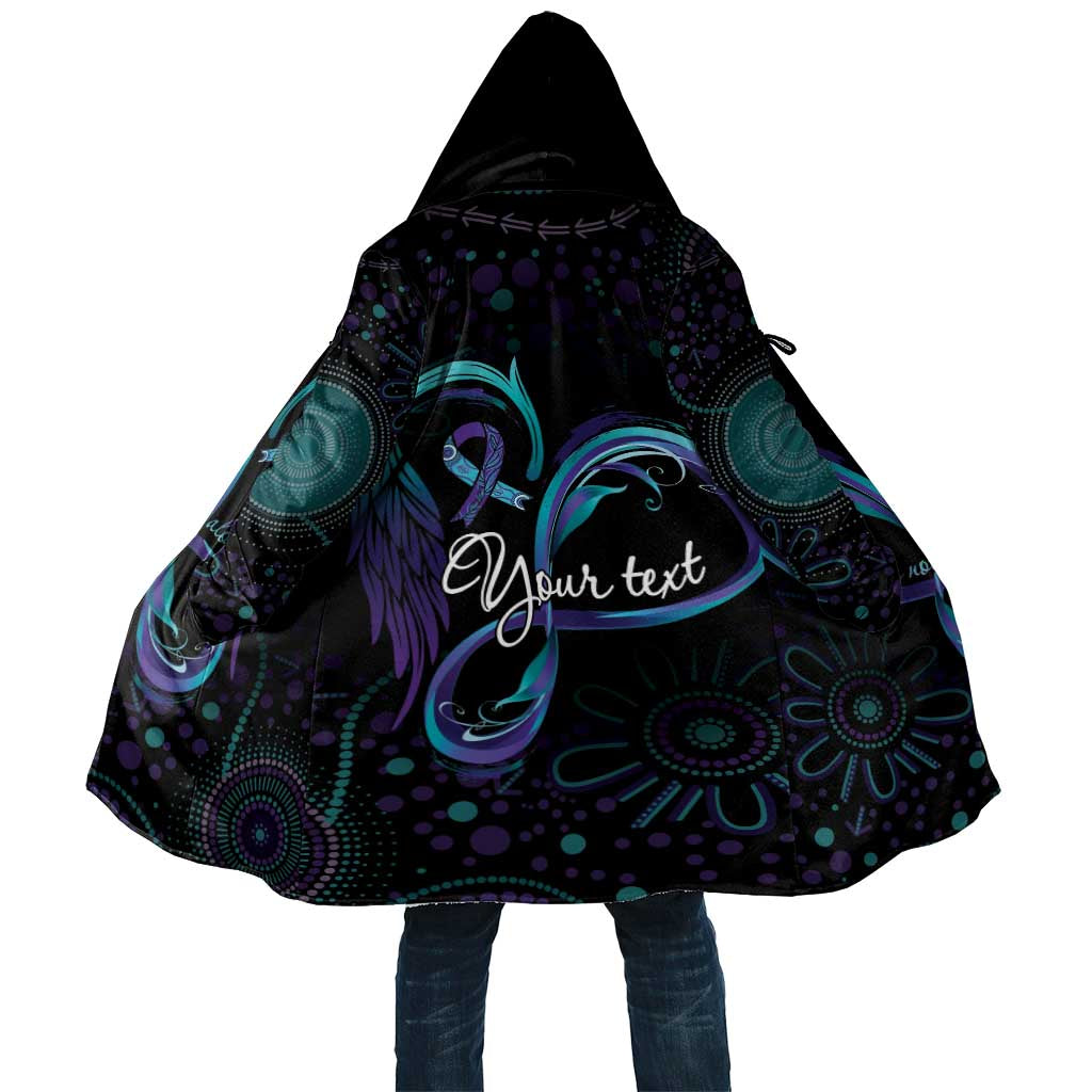 Personalized Australia Indigenous Infinity Heart Cloak Purple Teal Ribbon You Are Not Alone - Aussie Hoodie