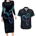Personalized Australia Indigenous Infinity Heart Couples Matching Long Sleeve Bodycon Dress and Hawaiian Shirt Purple Teal Ribbon You Are Not Alone - Aussie Hoodie