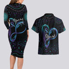 Personalized Australia Indigenous Infinity Heart Couples Matching Long Sleeve Bodycon Dress and Hawaiian Shirt Purple Teal Ribbon You Are Not Alone - Aussie Hoodie