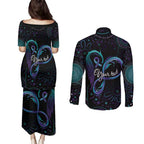 Personalized Australia Indigenous Infinity Heart Couples Matching Puletasi and Long Sleeve Button Shirt Purple Teal Ribbon You Are Not Alone - Aussie Hoodie