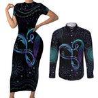 Personalized Australia Indigenous Infinity Heart Couples Matching Short Sleeve Bodycon Dress and Long Sleeve Button Shirt Purple Teal Ribbon You Are Not Alone - Aussie Hoodie