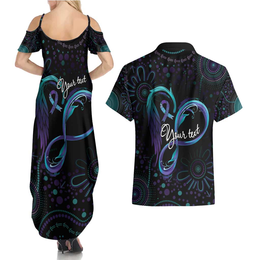Personalized Australia Indigenous Infinity Heart Couples Matching Summer Maxi Dress and Hawaiian Shirt Purple Teal Ribbon You Are Not Alone - Aussie Hoodie