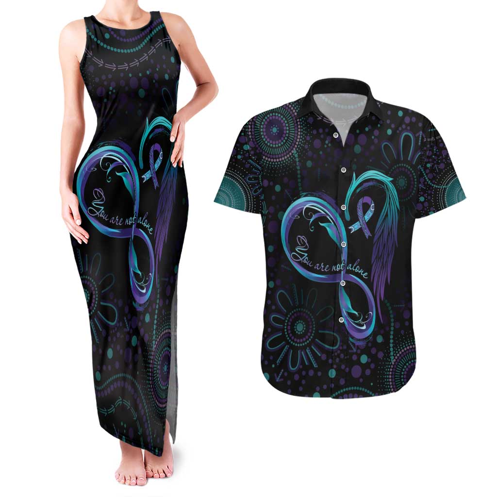 Personalized Australia Indigenous Infinity Heart Couples Matching Tank Maxi Dress and Hawaiian Shirt Purple Teal Ribbon You Are Not Alone - Aussie Hoodie