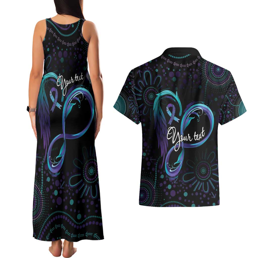 Personalized Australia Indigenous Infinity Heart Couples Matching Tank Maxi Dress and Hawaiian Shirt Purple Teal Ribbon You Are Not Alone - Aussie Hoodie