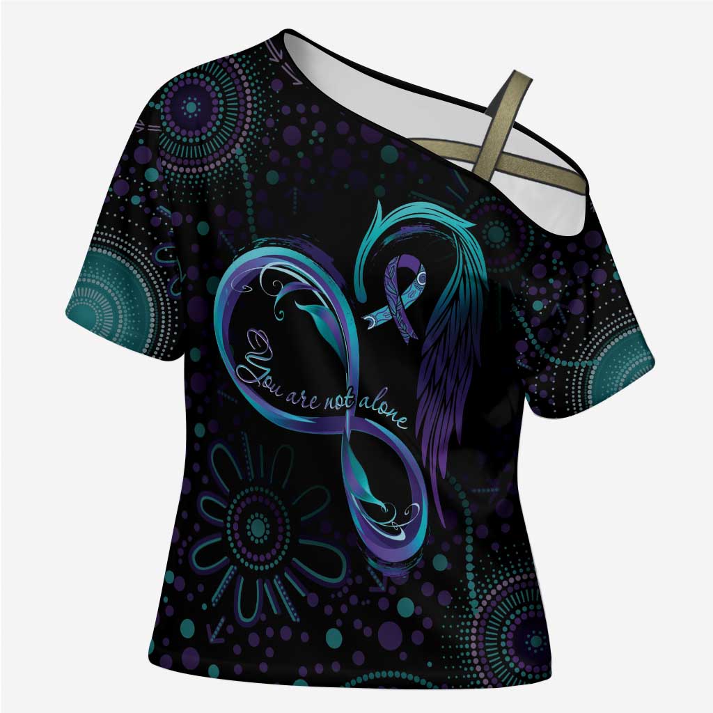 Personalized Australia Indigenous Infinity Heart Cross Shoulder Shirt Purple Teal Ribbon You Are Not Alone - Aussie Hoodie