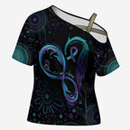 Personalized Australia Indigenous Infinity Heart Cross Shoulder Shirt Purple Teal Ribbon You Are Not Alone - Aussie Hoodie