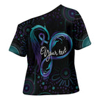 Personalized Australia Indigenous Infinity Heart Cross Shoulder Shirt Purple Teal Ribbon You Are Not Alone - Aussie Hoodie