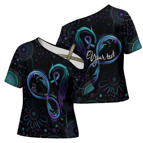 Personalized Australia Indigenous Infinity Heart Cross Shoulder Shirt Purple Teal Ribbon You Are Not Alone - Aussie Hoodie